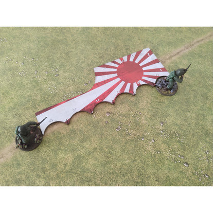 SceneryWargames Imperial Japanese Army Tactical Combat Ruler 6" – miarka taktyczna w użyciu na stole bitewnym z figurkami żołnierzy 28mm, pomiar odległości między miniaturami, Bolt Action
