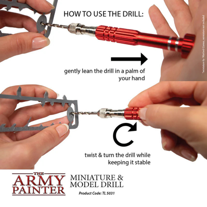 The Army Painter Miniature & Model Drill TL5031P – instrukcja użycia: oprzyj o dłoń i obracaj precyzyjnie podczas wiercenia w figurce