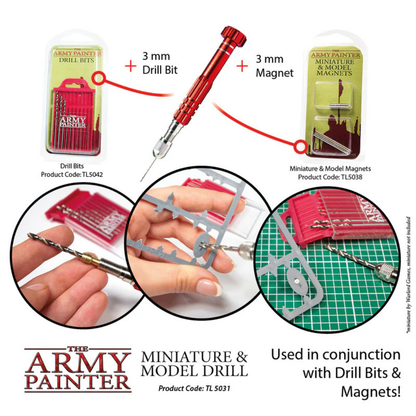 The Army Painter Miniature & Model Drill TL5031P – kompatybilny z Drill Bits TL5042 i magnesami Miniature & Model Magnets TL5038, wiertło 3mm