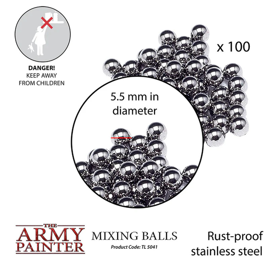 Mixing Balls - The Army Painter - 100 kulek stalowych 5.5mm z ostrzeżeniem DANGER keep away from children