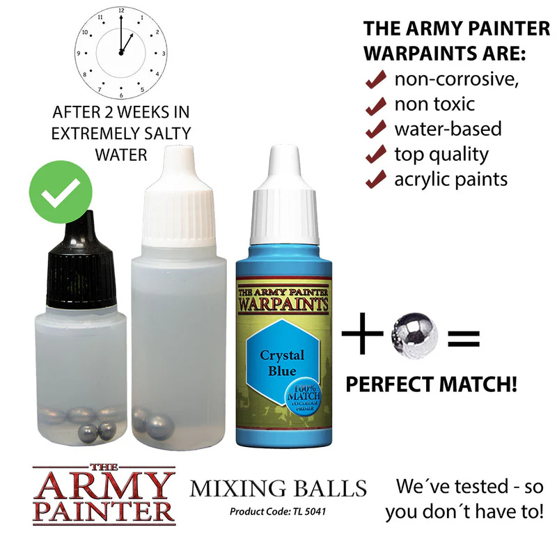 Mixing Balls - The Army Painter - test kulki w słonej wodzie przez 2 tygodnie bez rdzy