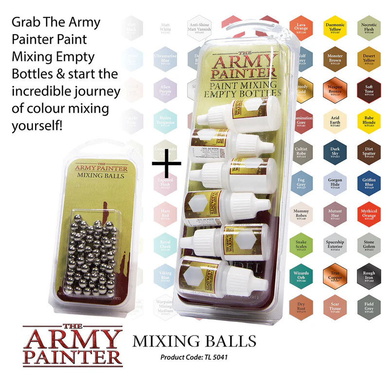 ixing Balls - The Army Painter - kulki mieszające i puste butelki Paint Mixing Empty Bottles zestaw