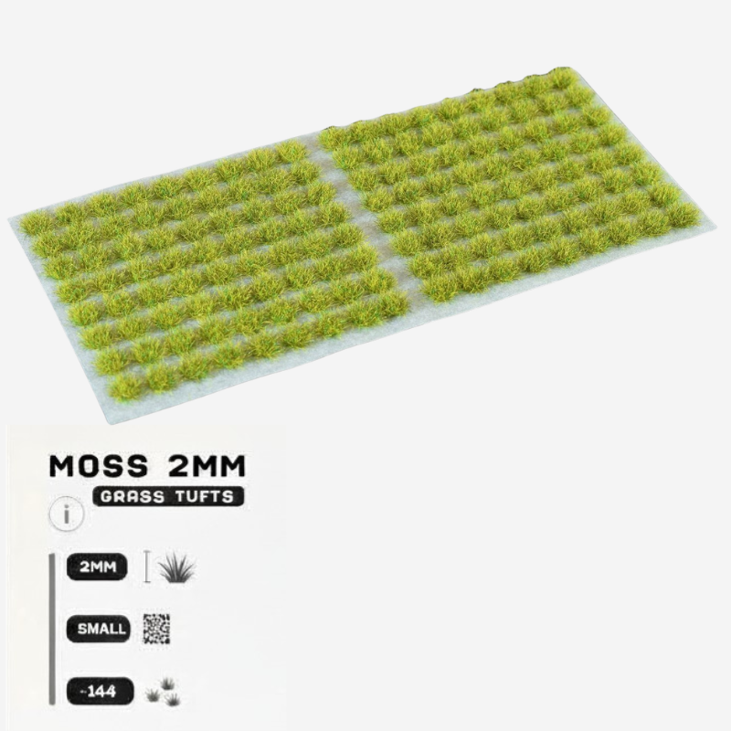 Moss Grass Tufts Leśny Mech Gamers Grass - tufty 2mm arkusz Small 144 sztuki jasnozielony mech - Gamers Grass