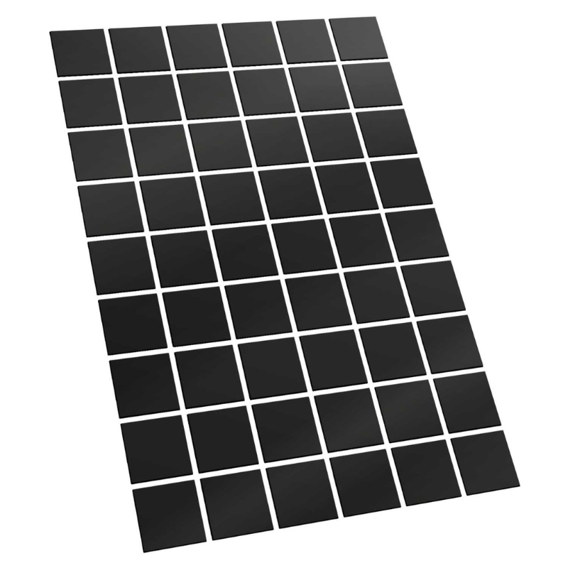 Green Stuff World 12762 – 54 czarne samoprzylepne magnetyczne podstawki kwadratowe 30x30mm na białym tle, arkusz
