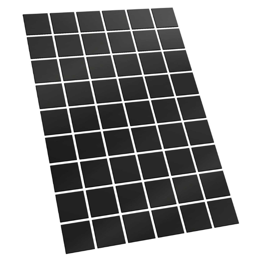 Green Stuff World 12762 – 54 czarne samoprzylepne magnetyczne podstawki kwadratowe 30x30mm na białym tle, arkusz
