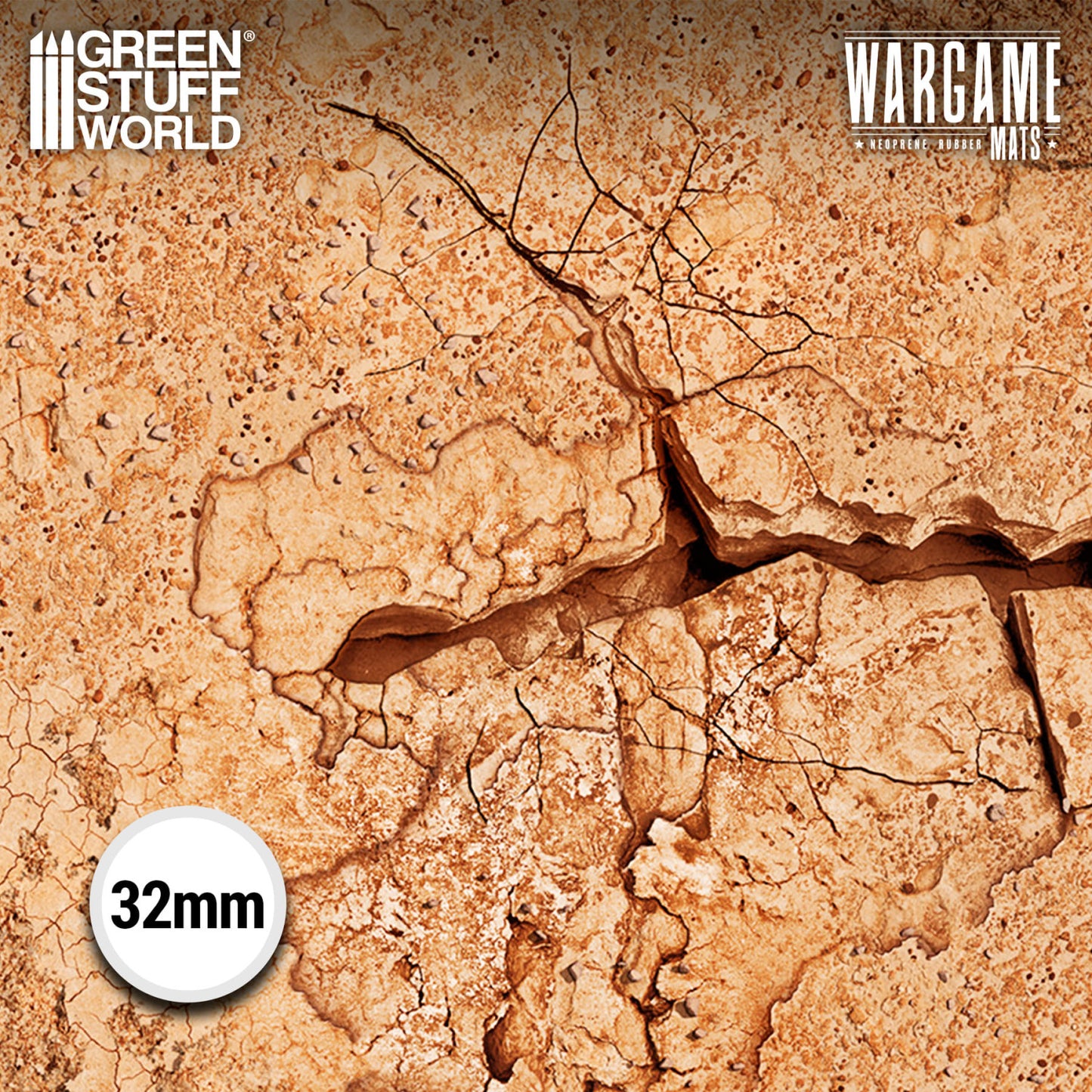 Neoprene Mat 4x6' Dreadrock Badlands – mata bitewna 120x180cm, szczegół wzoru skalistych pustkowi z głazami, Green Stuff World
