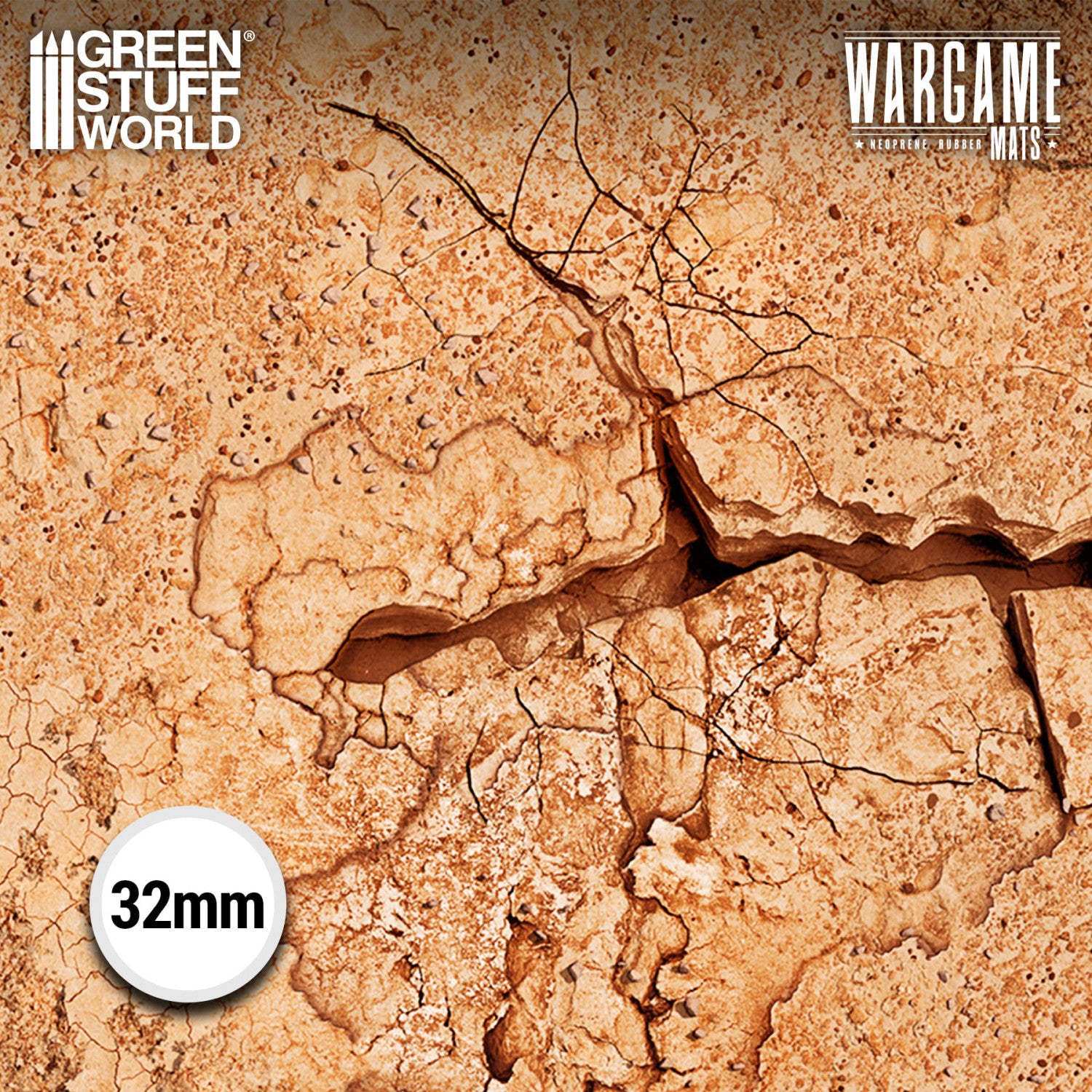 Neoprene Mat 4x6' Dreadrock Badlands – mata bitewna 120x180cm, szczegół wzoru skalistych pustkowi z głazami, Green Stuff World
