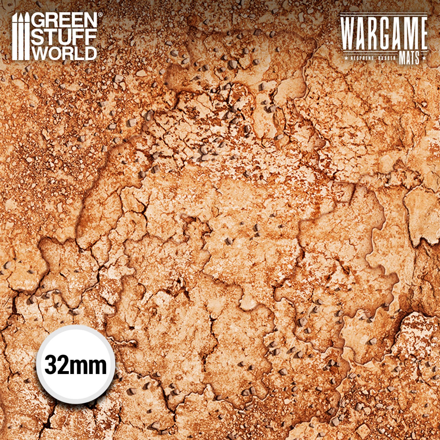 Neoprene Mat 4x6' Dreadrock Badlands – zbliżenie na wzór maty, wyjaławiona ziemia z kamieniami i wąwozami, 2mm neopren
