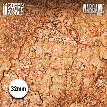 Neoprene Mat 4x6' Dreadrock Badlands – zbliżenie na wzór maty, wyjaławiona ziemia z kamieniami i wąwozami, 2mm neopren
