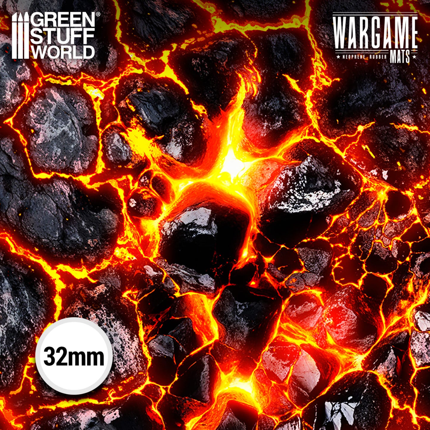 Neoprene Mat 4x6' Flamecoil Path – mata bitewna 120x180cm, szczegół wzoru wypalonej ziemi z ogniem, Green Stuff World
