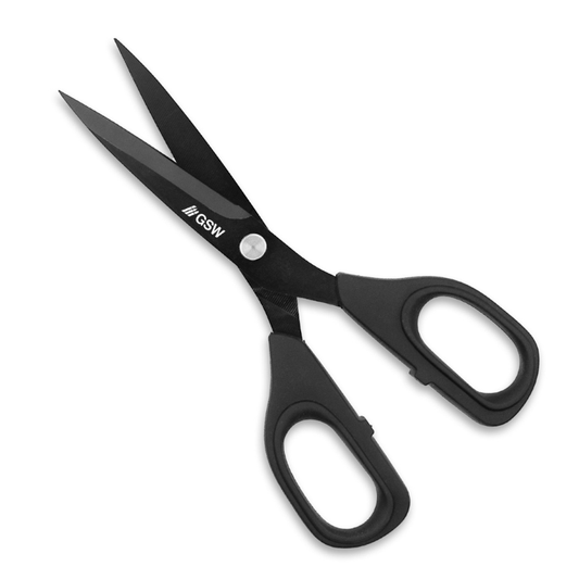 Black Hobby Cutting Scissors 17cm - czarne nożyczki modelarskie GSW, widok z boku na białym tle | Green Stuff World
