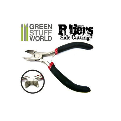 Side Cutting Pliers - widok całości z czarno-czerwonym uchwytem i zbliżenie na sprężynę | Green Stuff World
