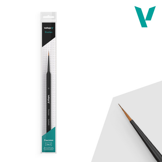 Vallejo Precision Round Brush Synthetic Size 0 B03000 – pędzel w opakowaniu blister, widok frontalny