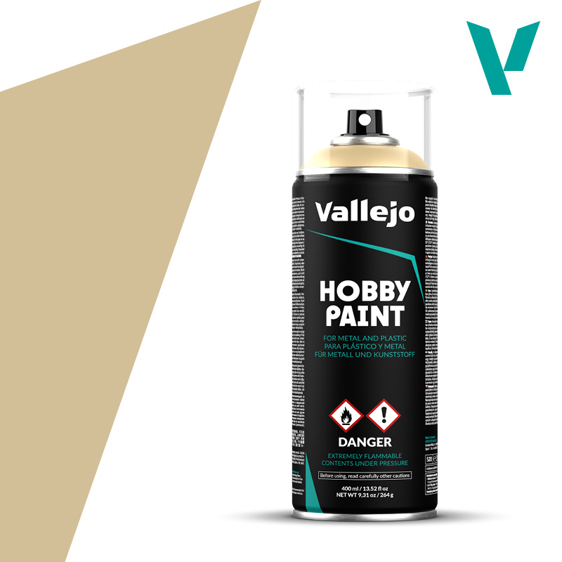 Vallejo Hobby Paint Spray Bone White - Biała Kość w Sprayu 400ml 28013 – puszka aerozolu, widok frontalny