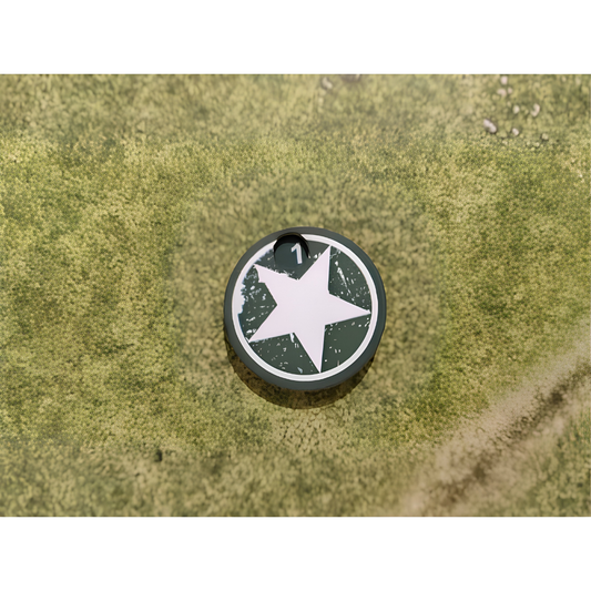 SceneryWargames US Army Pin Marker 1-10 – obrotowy marker supresji USA, widok z góry, mechanizm obrotowy z okienkiem numerycznym, ø25mm, Bolt Action Wargames