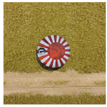 SceneryWargames Imperial Japanese Army Pin Marker 1-10 – obrotowy marker supresji Japonia, widok z góry, Kyokujitsu-ki z okienkiem numerycznym, ø25mm, Bolt Action Wargames