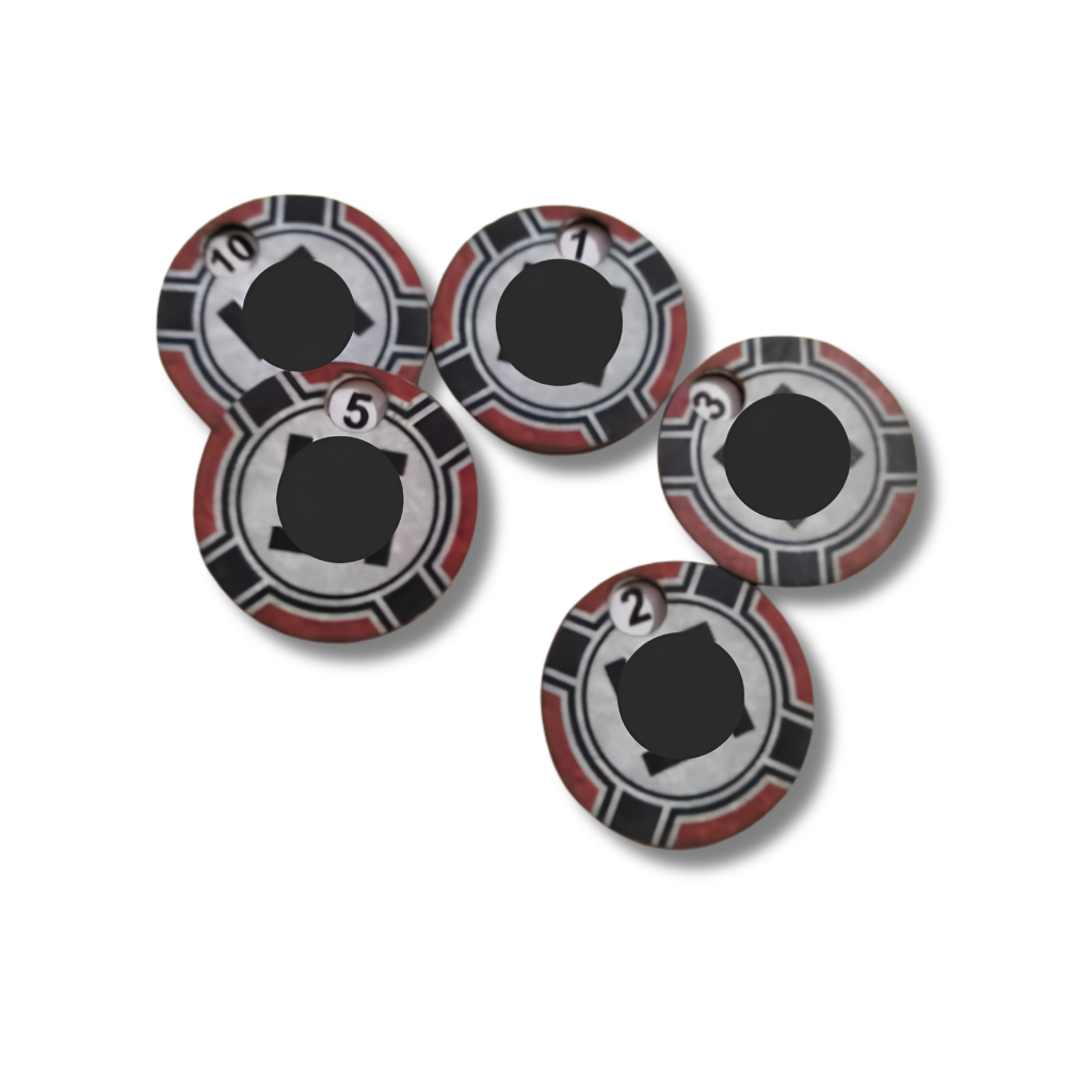 SceneryWargames German Army Pin Marker 1-10 – zestaw 5 obrotowych markerów supresji z motywem Krzyża Żelaznego Armii Niemieckiej WWII, numeracja 1-10, ø25mm, Bolt Action
