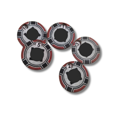 SceneryWargames German Army Pin Marker 1-10 – zestaw 5 obrotowych markerów supresji z motywem Krzyża Żelaznego Armii Niemieckiej WWII, numeracja 1-10, ø25mm, Bolt Action