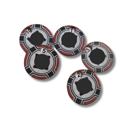 SceneryWargames German Army Pin Marker 1-10 – zestaw 5 obrotowych markerów supresji z motywem Krzyża Żelaznego Armii Niemieckiej WWII, numeracja 1-10, ø25mm, Bolt Action