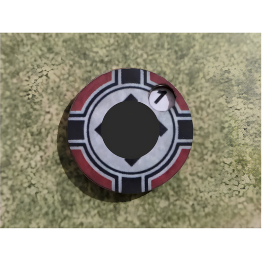 SceneryWargames German Army Pin Marker 1-10 – obrotowy marker supresji Niemcy, widok z góry, mechanizm obrotowy z okienkiem numerycznym, ø25mm, Bolt Action Wargames