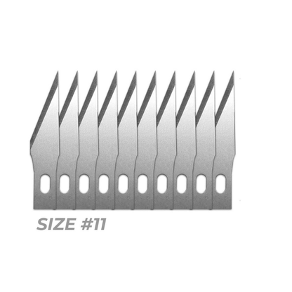 0x Hobby Knife Blade Refill - Green Stuff World - 10 ostrzy size 11 na białym tle