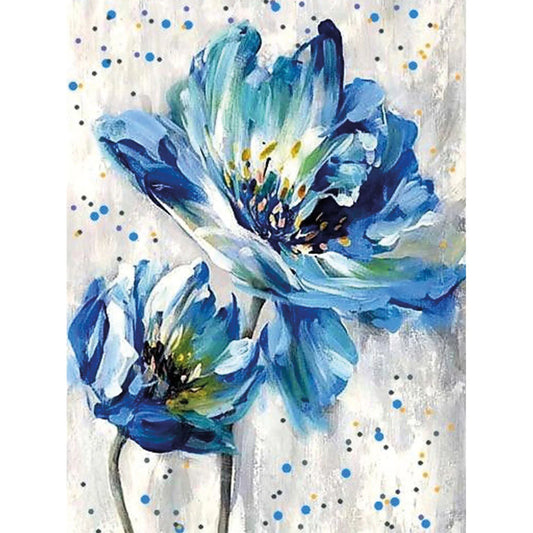 Spokój MC1128e - ukończony obraz akrylowy na płótnie 20x30 cm niebieskie kwiaty - Värvikas Premium