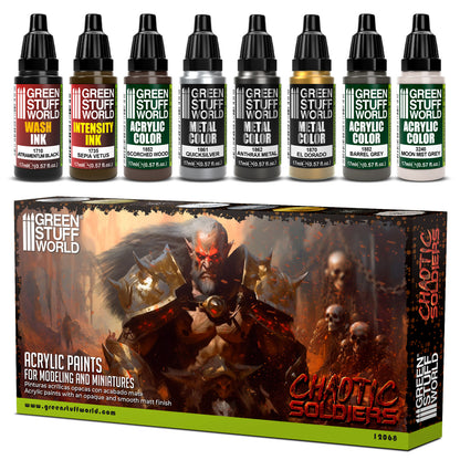 Zestaw farb Green Stuff World Paint Set Chaotic Soldiers 12068 - 8 farb akrylowych Maxx Formula do modeli i figurek tabletop - Green Stuff World
