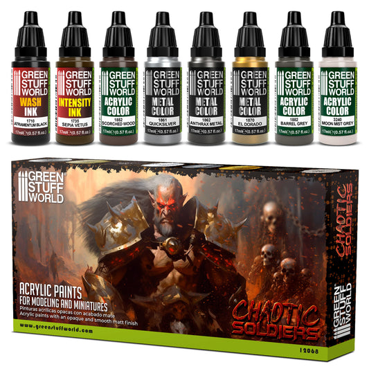 Zestaw farb Green Stuff World Paint Set Chaotic Soldiers 12068 - 8 farb akrylowych Maxx Formula do modeli i figurek tabletop - Green Stuff World
