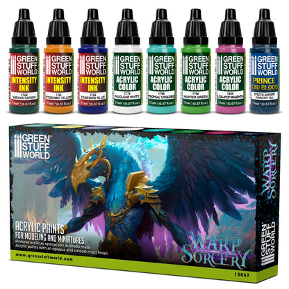 Zestaw farb Green Stuff World Paint Set Warp Sorcery 12067 - 8 farb akrylowych Maxx Formula do malowania magów i postaci fantasy - Green Stuff World
