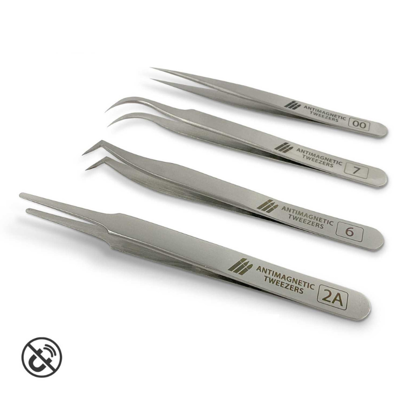 Antimagnetic Tweezers x4 - zestaw 4 pincet antymagnetycznych 00, 6, 7, 2A | Green Stuff World
