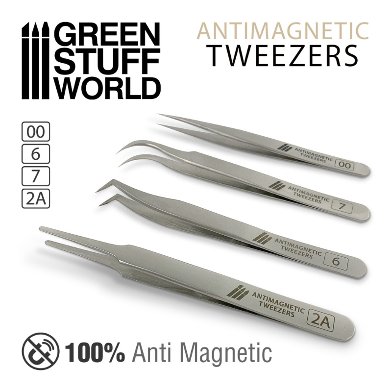 Antimagnetic Tweezers x4 - modele 00, 6, 7, 2A ze stali nierdzewnej | Green Stuff World
