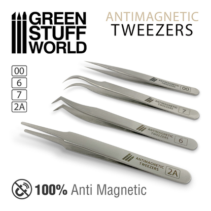 Antimagnetic Tweezers x4 - modele 00, 6, 7, 2A ze stali nierdzewnej | Green Stuff World
