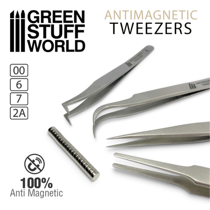 Antimagnetic Tweezers - pincety antymagnetyczne przy magnesach neodymowych | Green Stuff World

