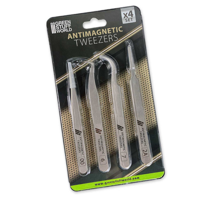 Antimagnetic Tweezers x4 - opakowanie blister zestaw Green Stuff World
