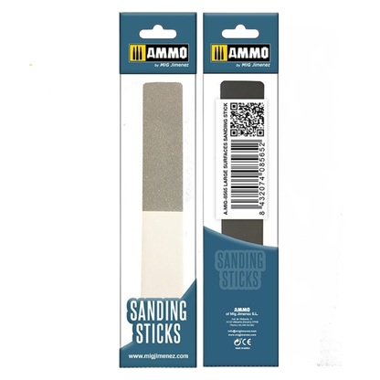 Large Surface Sanding Stick - opakowanie AMMO by Mig Jimenez, przód i tył z kodem EAN | AMMO by Mig Jimenez
