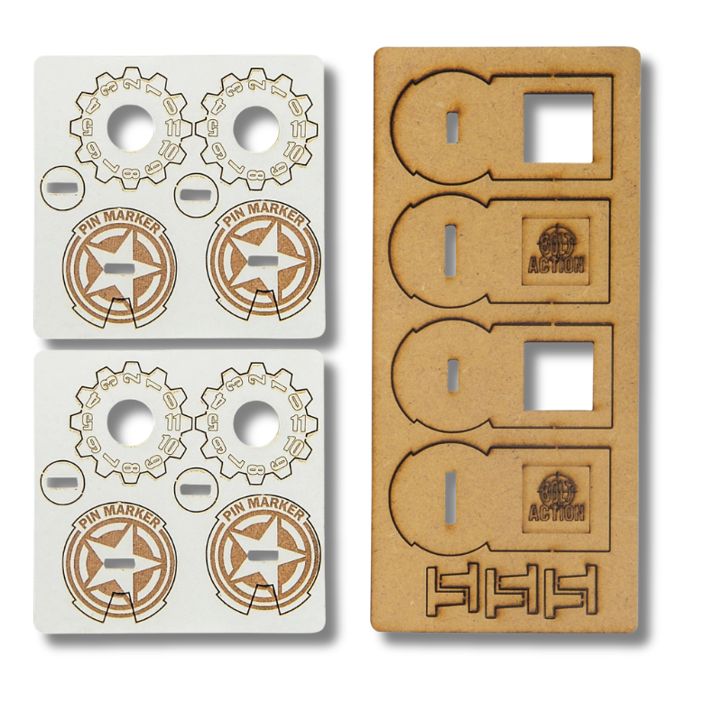 Bolt Action MDF Unit Pin Markers USA 408800010 Warlord Games – arkusze MDF z elementami do złożenia markerów pinów
