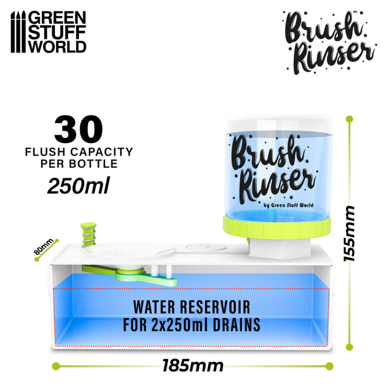Brush Rinser - wymiary: szerokość 185mm, wysokość 155mm, długość kanału 80mm, pojemność 2x250ml | Green Stuff World
