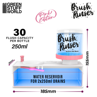 Brush Rinser Pink Edition - wymiary: 185mm x 155mm, kanał 80mm, zbiornik 2x250ml | Green Stuff World
