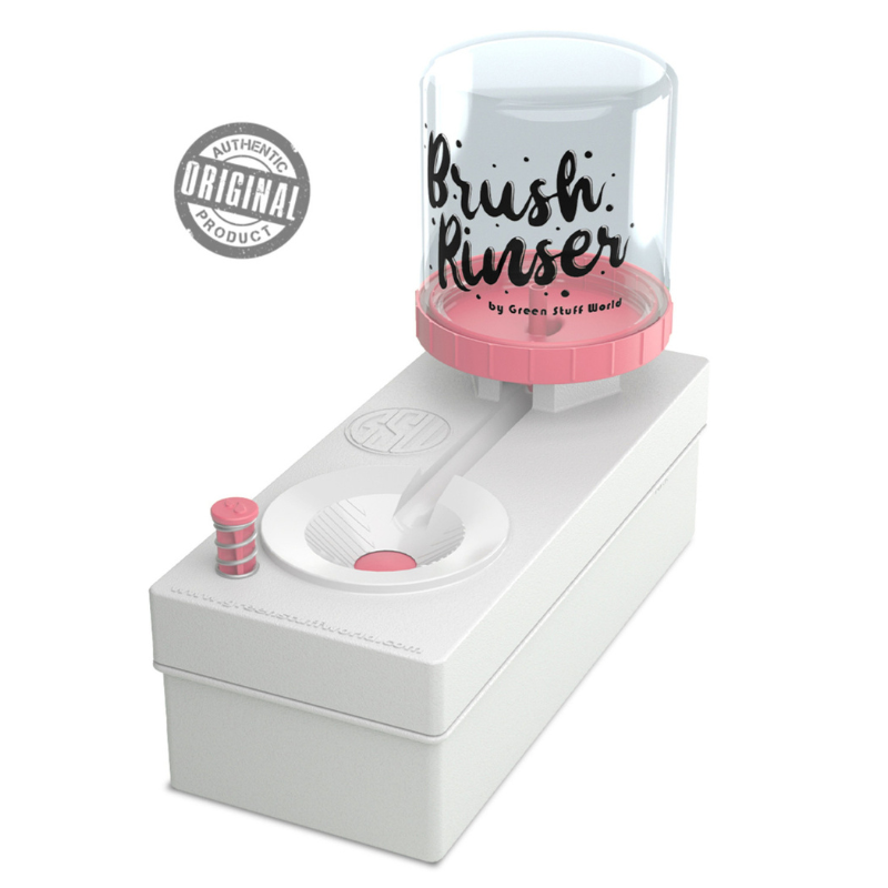 Brush Rinser Pink Edition - widok produktu z różową butlą 250ml i kanałem do płukania | Green Stuff World
