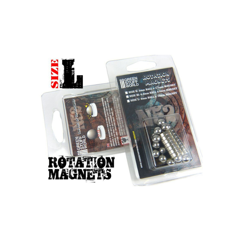 Green Stuff World 9277 – opakowanie Rotation Magnets Size L: 15 magnesów 10mm i 15 kulek stalowych 8mm N52
