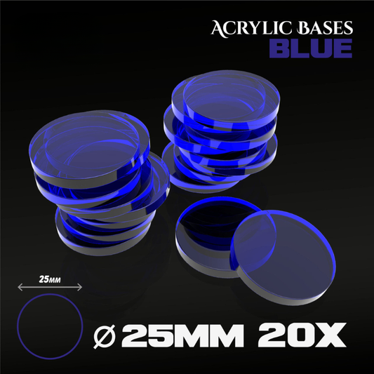 Green Stuff World 9291 – opakowanie Acrylic Bases Round 25mm Clear Blue, 20 szt., akrylowe podstawki okrągłe niebieskie do figurek wargaming
