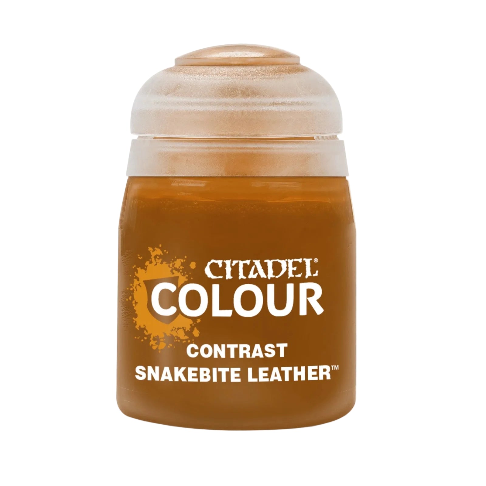 Snakebite Leather 18ml Citadel Contrast - ciepły skórzany brąz farba akrylowa z automatycznym cieniowaniem do figurek Warhammer - Games Workshop
