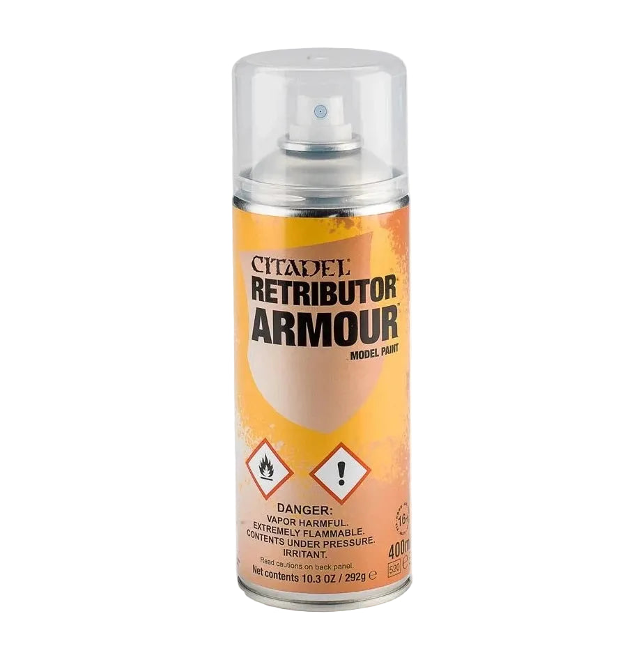 Retributor Armour 400ml Citadel Spray - złoty spray do gruntowania figurek Warhammer - Games Workshop
