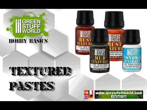 Ground Textures Asphalt Green Stuff World 2794 – okładka tutorialu wideo Hobby Basics: Textured Pastes, akrylowa pasta teksturowa Asphalt 30ml, seria Ground Textures
