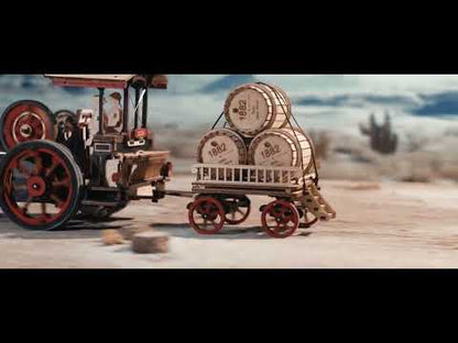 Parowy Traktor Steam Engine - Mechaniczne Puzzle 3D DIY