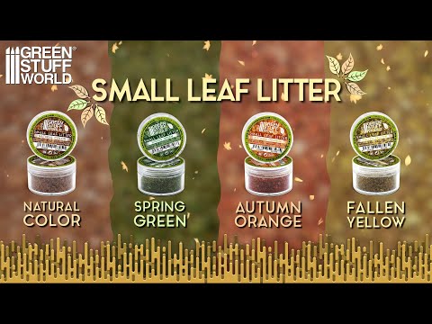 Small Leaf Litter Spring Green Green Stuff World 13246 – okładka tutorialu wideo Small Leaf Litter, naturalne liście 1–2mm do podstawek i dioram, seria Leaf Litter
