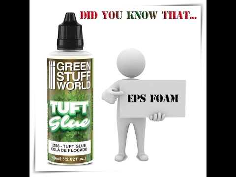 Pianka EPS sklejona klejem Tuft Glue Green Stuff World - efekt przyklejonych tufts trawy na podstawce figurki
