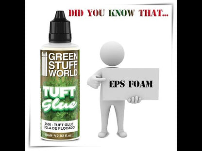 Pianka EPS sklejona klejem Tuft Glue Green Stuff World - efekt przyklejonych tufts trawy na podstawce figurki