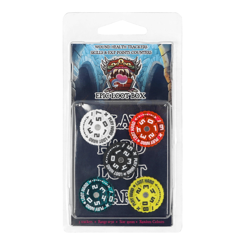 Trackers Counters Range 0-59 25mm WT-25059R5 – 5 magnetycznych liczników akrylowych Epic Loot Box w opakowaniu blistrowym
