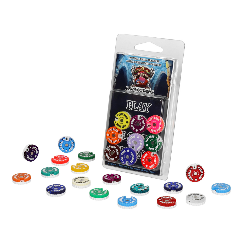 Trackers Counters Range 0-9 20mm WT-2009C9 – liczniki Epic Loot Box wysypane z opakowania widok rozsypu
